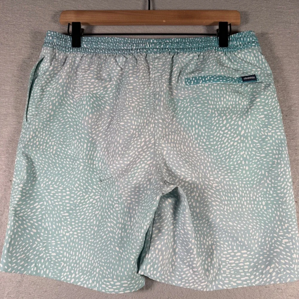 Chubbies Teal White Abstract Dot Swim Trunks Mesh Lined XL Youth 18/20